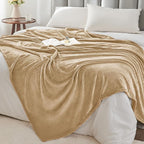 BEDELITE Fleece Blankets Queen Size Light Camel Throw Blankets for Bed, Luxury Plush Cozy Fuzzy Blanket 90x90 inches, Super Soft Warm Lightweight Throw Blanket All Seasons Suitable