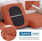 hyha Waterproof Couch Cushion Covers for Pets, Non Slip Sofa Seat Cover for Dogs Washable, Soft Thick Stretch Jacquard Fabric, Sofa Slipcovers with Elastic Bottom (1 Piece for Medium, Rust)