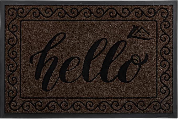 Yimobra Welcome Mats for Front Door 36x24, Heavy Duty Waterproof Outdoor Door Mat Outside Entrance, Non-Slip Low Profile Indoor Entryway Mat for Garage Patio, Coffee