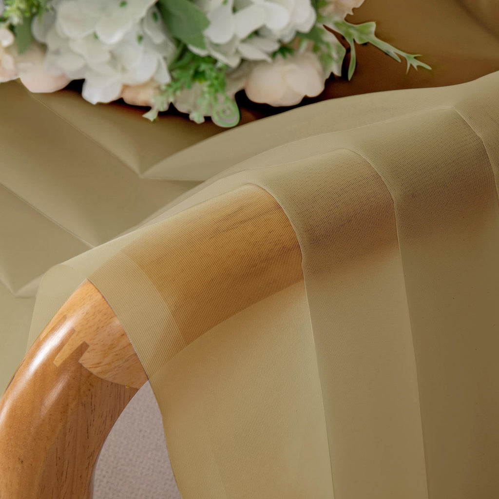 Simplebrand Gold Sheer Curtains 96 Inches Long, Light Filtering Rod Pocket Solid Color Window Sheer Curtain Panels, Elegant Curtains & Drapes for Living Room, Bedroom 2 Panels, 59" W x 96" L