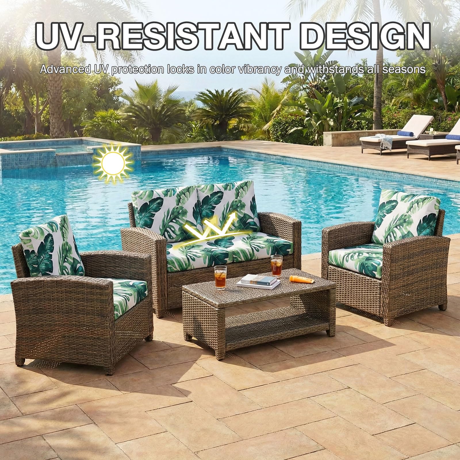 hyha 12Pcs Patio Cushion Covers, Stretch Outdoor Couch Cushion Covers