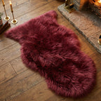duduta Burgundy Faux Sheepskin Rug 2x3 ft, Fluffy Fur Seat Chair Covers
