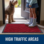 OLANLY Front Door Mat Outside 59x23, All-Season Absorbent Rubber Doormat
