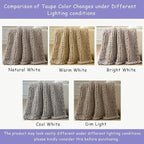 Bigacogo Chunky Knit Throw Blanket for Couch, 40x40 inches, 100% Hand Knitted with Thick Jumbo Chenille Yarn, Cozy Soft Large Rope Knot Cable Crochet Blankets for Sofa Bed Living Room, Taupe