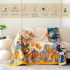 MSGKV Boho Throw Blanket King Size 108" x90'' Cotton Blanket for Bed Spring Decoractive Breathable Throw Blankets Quilt Living Room