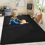 Amearea Large Modern Area Rugs for Bedroom Living Room, 5x8 Feet Black Thickened Memory Foam Rug, Fluffy Indoor Washable Rugs Non Slip Minimalist Carpet for Boys Girls Dorm Nursery Room Decor