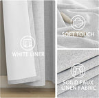 Yakamok White Linen Textured Curtains 72 Inches Long for Living Room