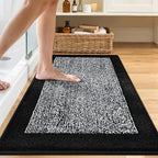 48x24 Long Bathroom Rugs Washable Non Slip, Black Bath Mat for Bathroom Floor Tub, Soft Absorbent Quick Dry Mats for Shower,Bathtub,Home Decor