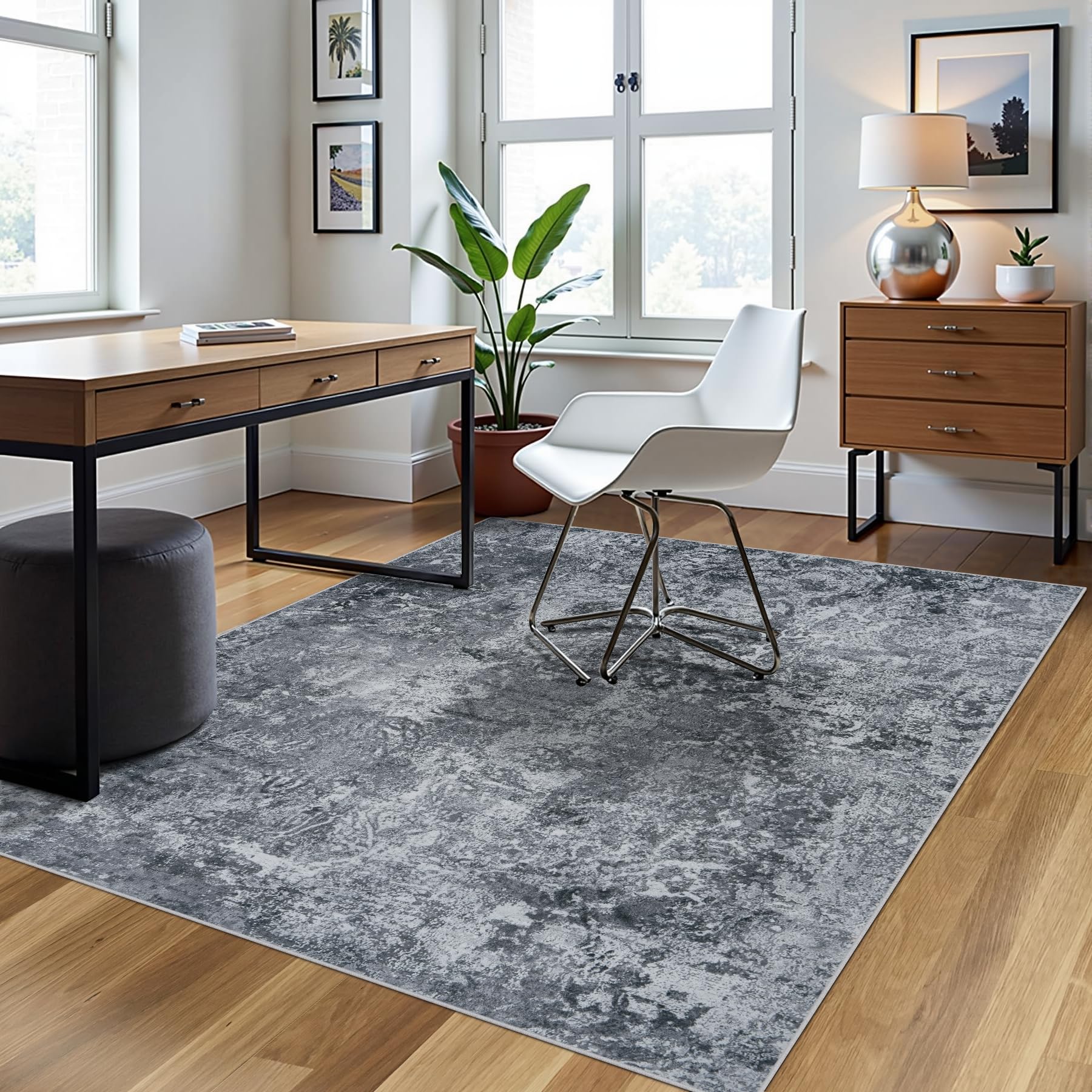 Aelenmu 4x6 Area Rugs for Living Room Washable Bedroom Dining Room Black