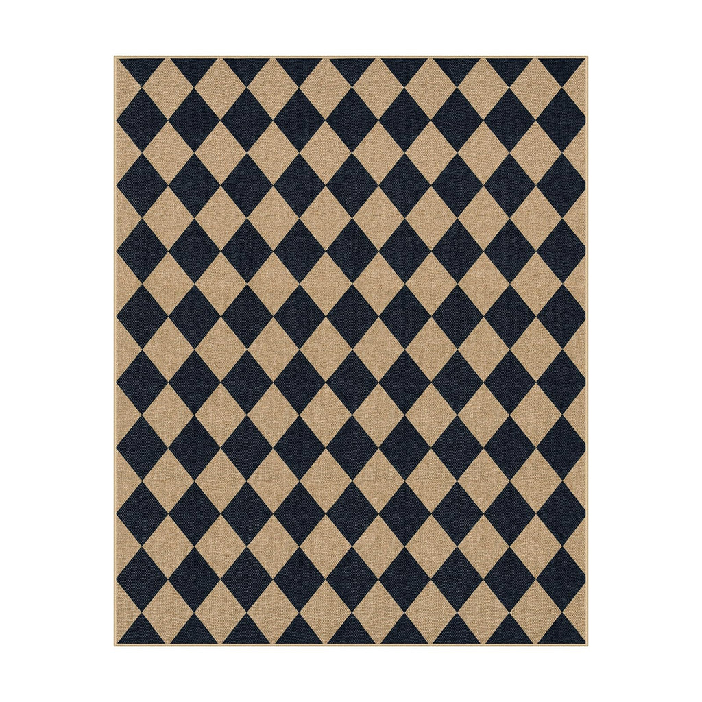 Lahome Checkered Easy Jute Outdoor Patio Rug, 8x10 Living Room Rug Washable