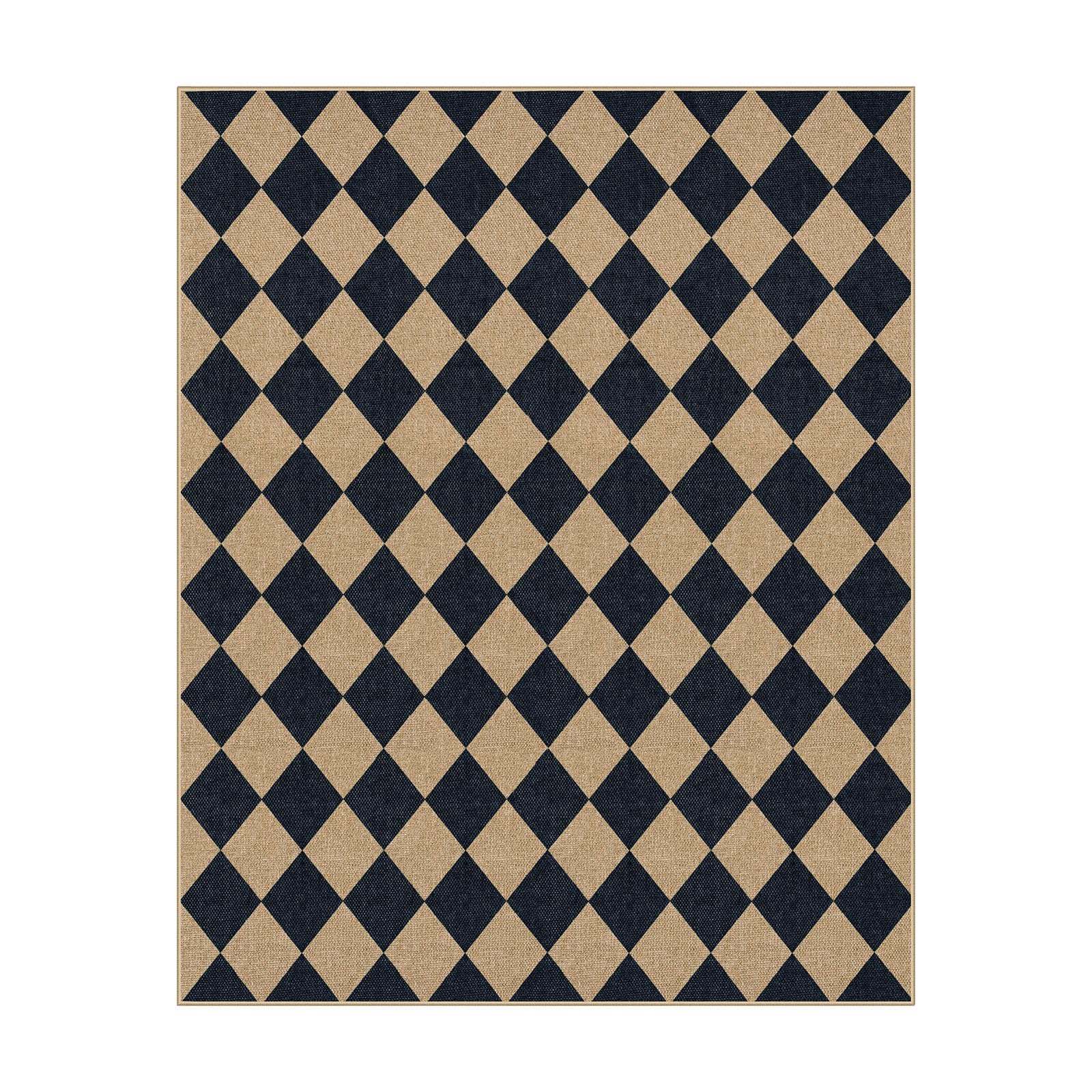 Lahome Checkered Easy Jute Outdoor Patio Rug, 8x10 Living Room Rug Washable