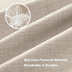 MIULEE 100% Blackout Linen Curtains for Bedroom, Natural Solid Luxury Decor Thermal Insulation Room Darkening Drapes for Living Room Nursery Back Tab Rod Pocket 42 x 96 Inches, 2 Panels