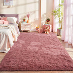 LOCHAS Area Rugs Fluffy Living Room Carpets for Kids Bedroom 3x5, Blush