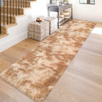 Super Soft Fluffy Living Room Area Rugs 2x10 ft Tie-Dyed Beige Shaggy Furry Carpet Washable Non-Slip Floor Rug Bedroom Bedside Nursery Rug Fuzzy Girls Boy Reduce Noise Dorm Home Decor