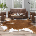 AROGAN Faux Cowhide Rug, Brown Cow Print Large Animal Area Rug, 5.2x6.2 Ft