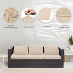 Patio Cushion Covers Outdoor Cushion Covers,Super Elastic Cushion Covers Replacement, Suitable for Outdoor Sofa Patio Couch Cover Replacement (8Pcs,Beige,Cover Only)