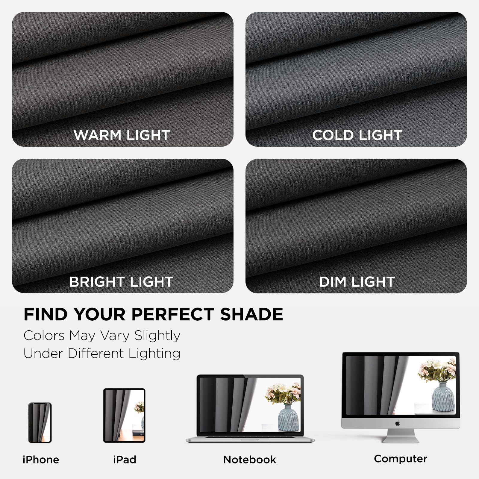 Joydeco Grey Blackout Curtains for Bedroom 72 Inch 2 Panels with Grommet