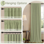 Light Sage Blackout Curtains for Bedroom Aesthetic 54 Inch Long 2 Panel Thermal Insulated Darkening Vintage Curtains for Small Window Short Length Classroom Playroom Linen Look Cottage Core Sage Green