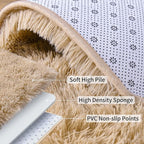 Soft Runner Rugs for Bedroom Hallways, 2x4 Beige Fluffy Shag Throw Area Rug Non Slip for Bedside Dorm, Long Shaggy Furry Carpet for Nursery Living Room