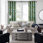 Topfinel 48 Inches Long Short Sage Green Blackout Curtains for Cafe Kitchen, Grommet Room Darkening Luxury Floral Lemon Hummingbird Patterned Waverly Colorful Drapes for Living Room Bedroom