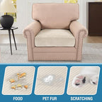 H.VERSAILTEX Velvet Stretch Couch Cushion Cover Plush Cushion Slipcover for Chair Cushion Furniture Protector Seat Cushion Sofa Cover (1 Piece Armchair Cushion Covers, Ivory Striped)