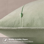 MIULEE Decorative Linen Euro Sham Pillow Covers 24x24 Light Green