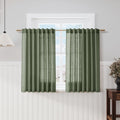 Olive Green Kitchen Cafe Curtains 45 Inch Length 2 Panel Set Back Tab Rod Pocket Semi Sheer Light Filtering Short Curtain Farmhosue Small Curtains for Basement Window Bathroom Living Room 52x45