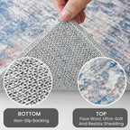 IOHOUZE Abstract Area Rugs 8x10 Ft Washable Large Rugs for Living Room, Non Slip Dining Room Rug, Printed Faux Wool Rugs for Bedroom, Floor Carpet for Office Nursery Playroom, Blue Rust