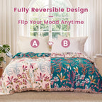 MSGKV Boho Throw Blanket 50"x60" 100% Cotton Floral Throw for Couch Sofa