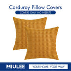 MIULEE Corduroy Decorative Throw Pillow Covers 16x16 Gold Yellow Pack of 2