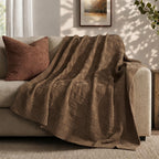 EVERGRACEHOME Modern Checkered Chenille Throw Blanket, 50x60, Camel Brown