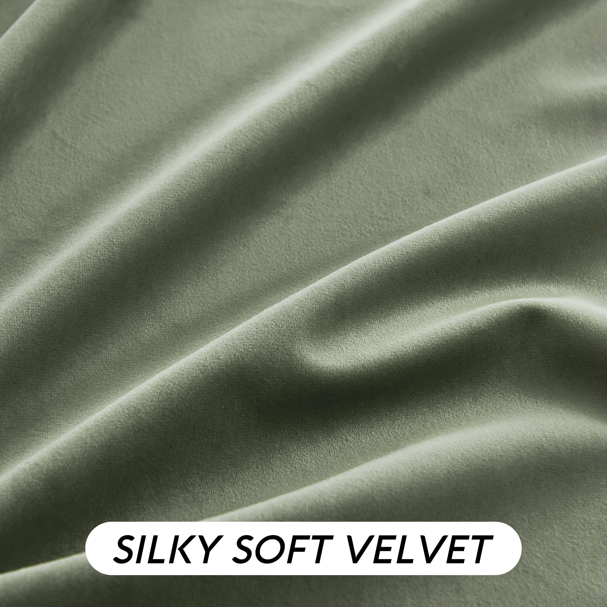 RYB HOME Sage Green Velvet Curtains for Bedroom Living Room