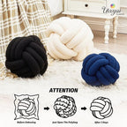Uvvyui Knot Pillow Ball, Soft Home Decorative Pillows, Round Throw Pillow, Handmade Knotted Plush Pillow, Round Boucle Pillow Cushion (14 Inches Black)