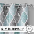 Beauoop 100% Blackout Curtains 84 Inches Long 2 Panels for Bedroom Living Room Aqua Grey Moroccan Geo Room Darkening Thermal Insulated Soundproof Grommet Top Window Treatments Drapes, 50x84 Set of 2