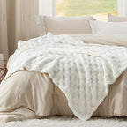 Bedsure GentleSoft White Throw Blanket for Couch - Checkered Fleece Blankets Gifts for Kids Girls, Cute Soft Cozy Throw for Bedroom Home Decor Gifts, 50x60 Inches