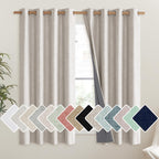 NICETOWN Brich Vintage Open Linen Weave Flax Thermal Curtains, 100% Blackout Curtains 48" Long for Dining Room, Soundproof Window Treatment Drapes for Hall Room, 52" Wide Per Panel, Set of 2