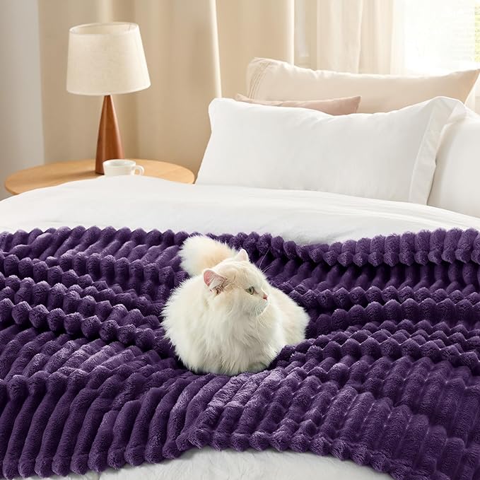 Bedsure Soft Queen Size Blanket for Bed Purple 90"x90"