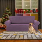 KEKUOU Stretch Loveseat Sofa Cover Slipcover,Couch Covers for 2 Cushion Couch Sofa (55"-78") Furniture Protector Sofa with Elastic Bottom for Kids,Dog. Jacquard Small Checked (Medium,Dark Purple)