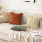MIULEE Corduroy Decorative Throw Pillow Covers 18x18 Light Olive Pack of 2