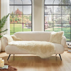 AMTOVO Faux Sheepskin Rug, Beige Ultra Soft Fluffy Shag Area Rug, 2 x 6 ft Faux Fur Rug for Bedroom Sofa Throw Cushion Room Decor, Sheepskin