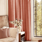 92 inch Linen Terracotta Curtains 2 Panels for Living Room Back Tab Light Filtering Semi Sheer Rust Colored Curtains 92 inches Long Soft Thick Cotton Cloth Textured Rustic Boho Farmhouse Room Decor