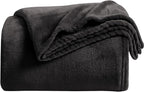 KMUSET Super Soft Throw Blanket Premium Silky Flannel Fleece Throw Size Black Microfiber Lightweight Blanket All Season Use
