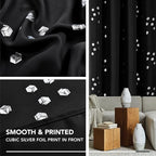 Deconovo Designer Series Silvery Cubic Printed Blackout Curtains for Bedroom Living Room Sliding Door, Thermal Insulated Soundproof Window Drapes, Black, 52W x 95L Inch, 2 Panels