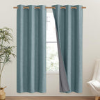 NICETOWN 100% Absolutely Blackout Linen Curtains with Thermal Insulated Liner, Skylark Blue, 42" Wide, 72" Length Energy Saving Curtains for Classroom 2 Panels Set, Vertical Blinds