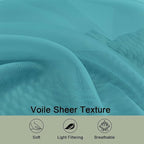 OWENIE Turquoise Sheer Curtains 120 Inches Long 2 Panels Set, Airy Lightweight Sheer Turquoise Curtain for Living Room Bedroom, Farmhouse Voile Filmy Rod Pocket Curtains Drapes, 2 Pcs, Each 59"Wx120"L