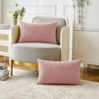 MIULEE Soft Chenille Lumbar Throw Pillow Covers Blush Pink 12x20 Pack of 2