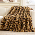 Cozy Bliss Cheetah Leopard Print Faux Fur Throw Blanket for Couch, Fuzzy Soft Plush Thick Bubble Blanket for Sofa Bedroom Living Room, 60x80 Inches Brown