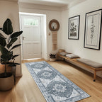 RELEANY Washable Area Rug, Runner 2'x8', Grey/White/Beige
