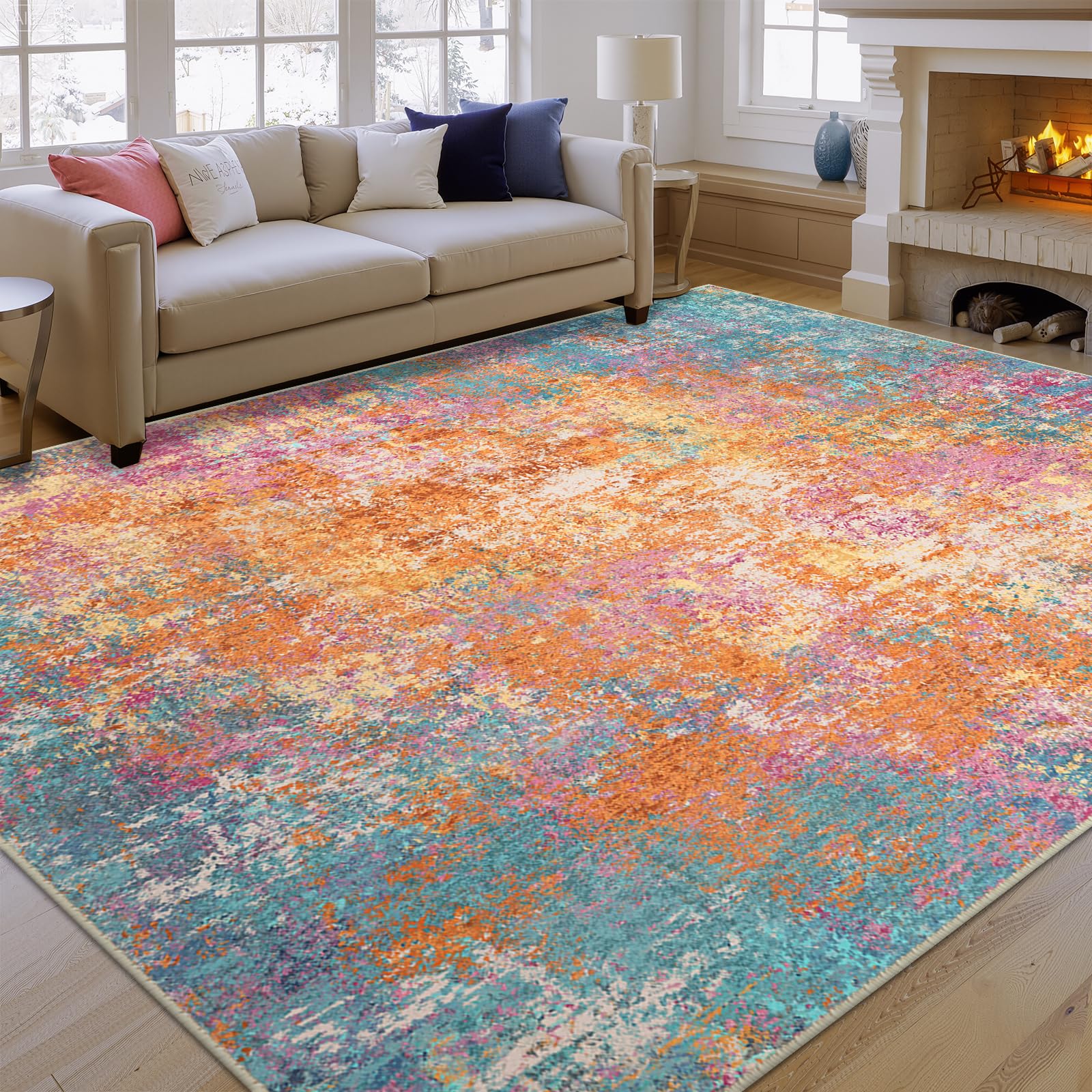 RELEANY Washable 6'x9' Abstract Area Rug for Living Room Starlight