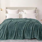 Exclusivo Mezcla Plush Fuzzy Fleece Bed Blanket Queen Size, Super Soft, Fluffy and Warm Blankets for Couch, Bed, All Season (Celadon, 90x90 inches)